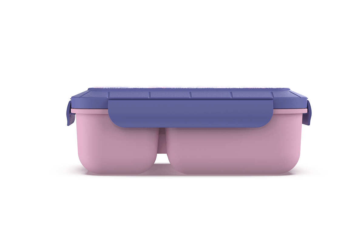 Lunch Box With Built-in Ice Pack & Fork, 3 Compartments, Square