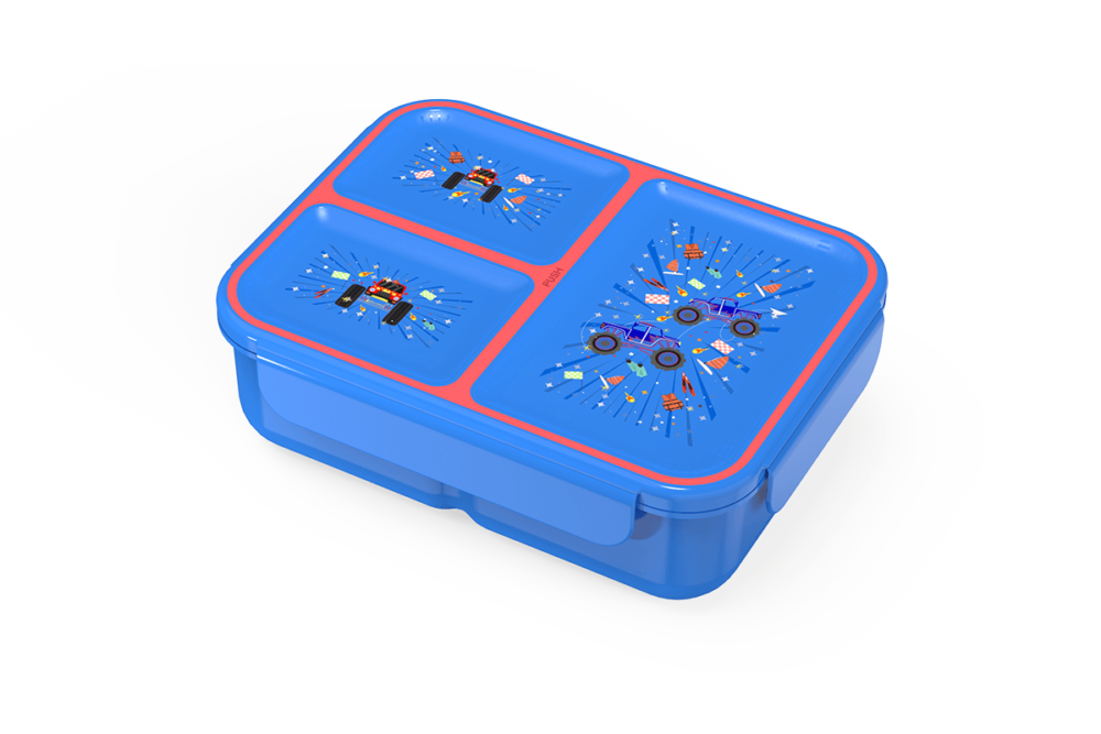 Kids leak proof 3 compartment lunch box-side